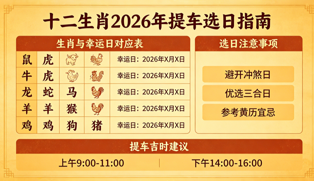 2026年提车吉日与生肖运势 黄历择日